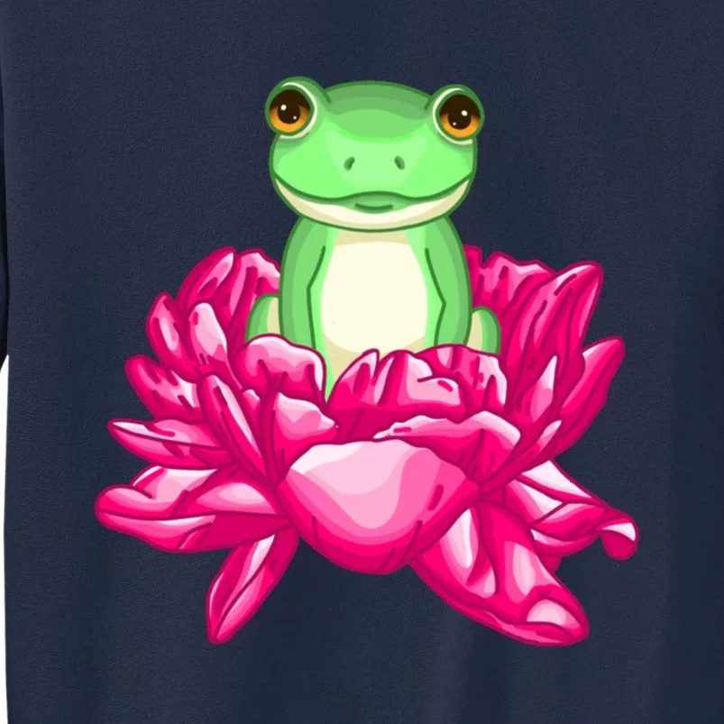 A Little Cute Frog In A Flower Tall Sweatshirt