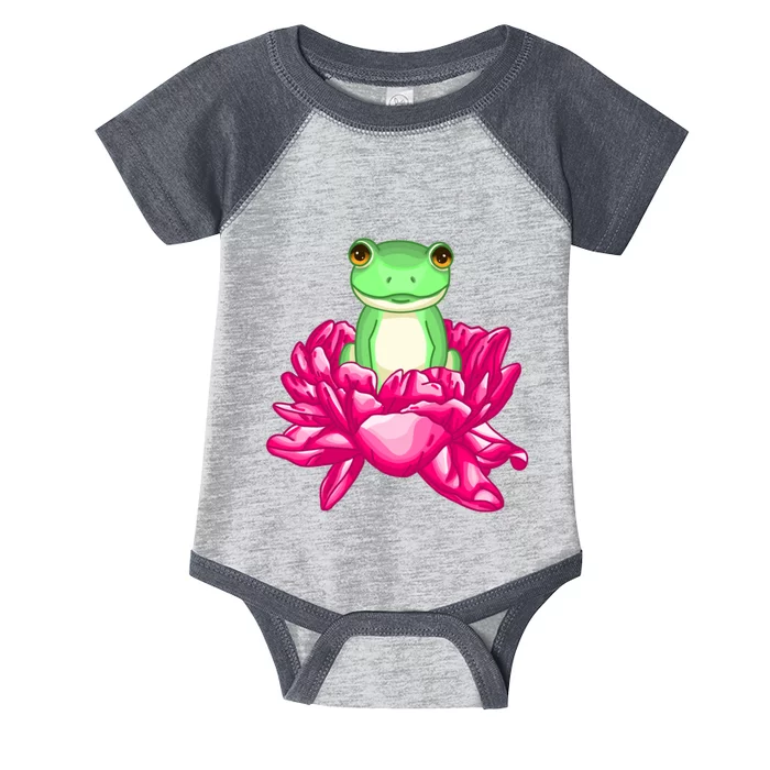 A Little Cute Frog In A Flower Infant Baby Jersey Bodysuit