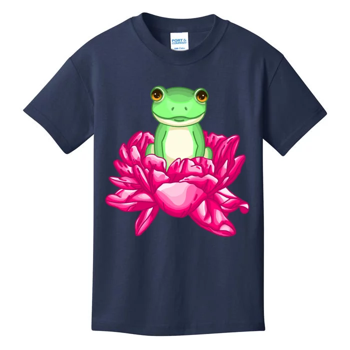 A Little Cute Frog In A Flower Kids T-Shirt