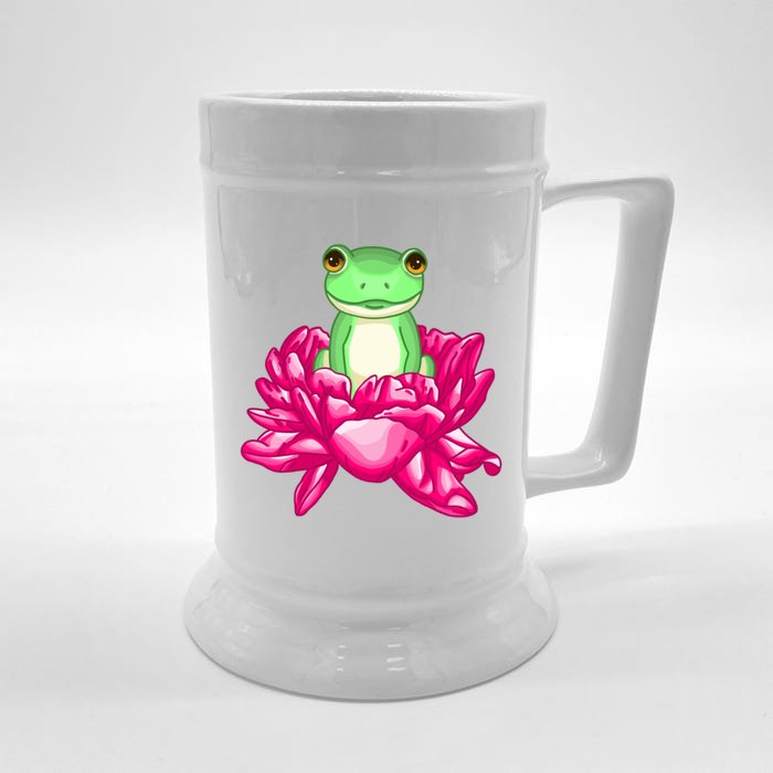 A Little Cute Frog In A Flower Front & Back Beer Stein