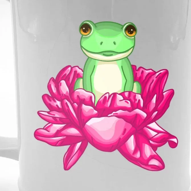 A Little Cute Frog In A Flower Front & Back Beer Stein