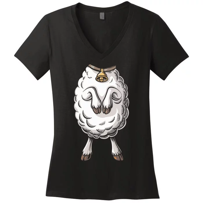 Adult Lamb Costume Women's V-Neck T-Shirt