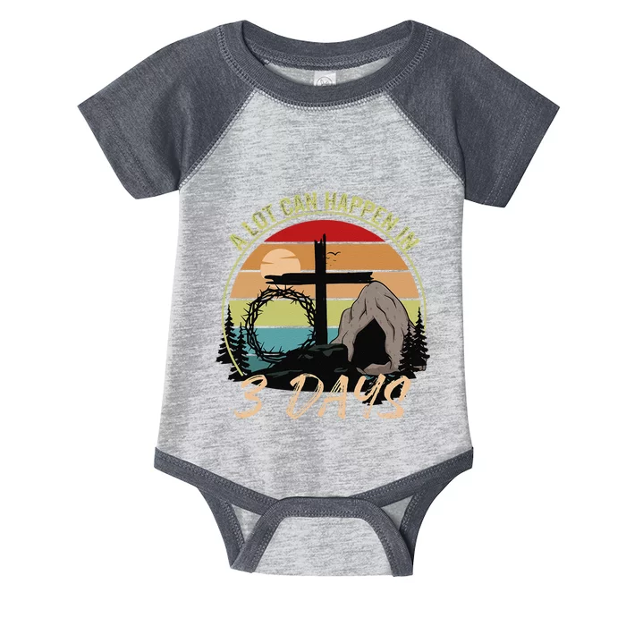 A Lot Can Happen In 3 Days Reto Vintage Christian Easter Day Infant Baby Jersey Bodysuit