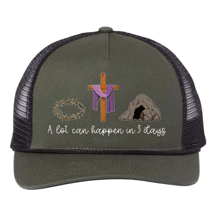 A Lot Can Happen In 3 Days For A Christian Easter Day Retro Rope Trucker Hat Cap