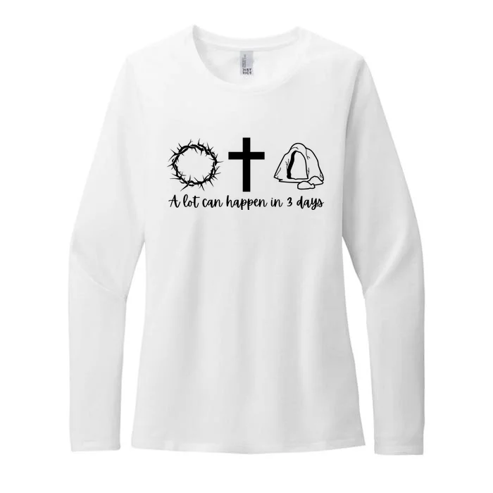 A Lot Can Happen In 3 Days Jesus Cross Christian Easter Day Womens CVC Long Sleeve Shirt