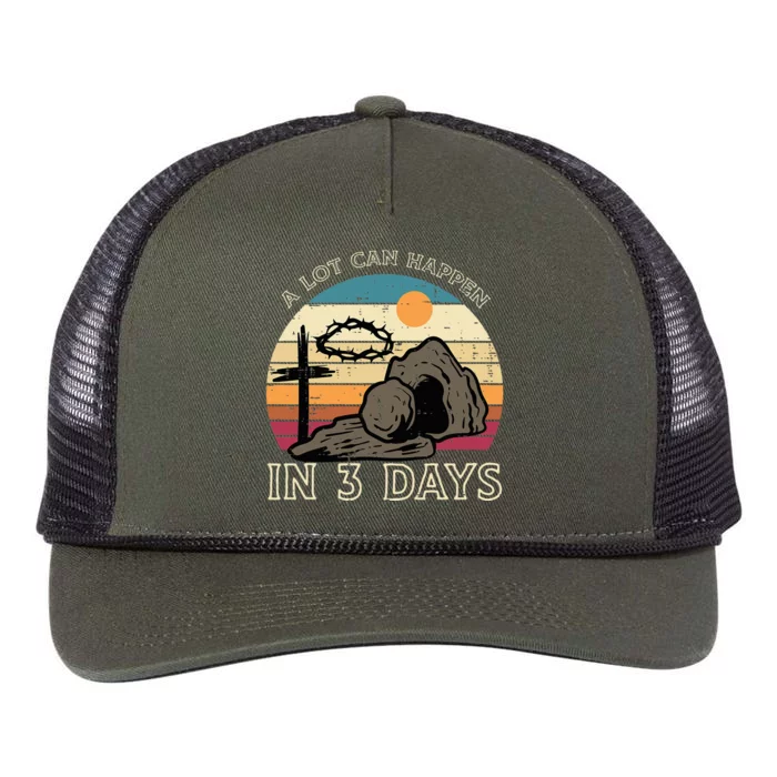 A Lot Can Happen In 3 Days Easter Religious Retro Rope Trucker Hat Cap