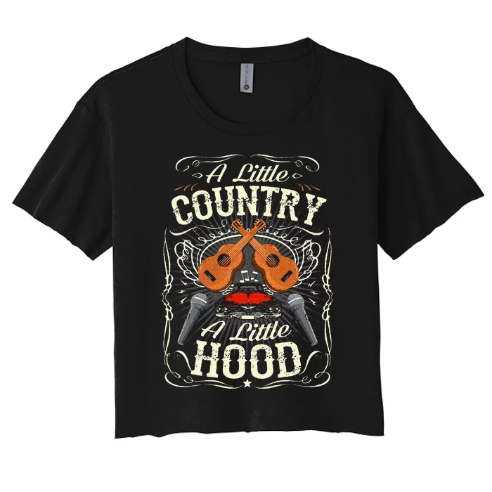 A Little Country A Little Hood Vintage Western Hip Hop Rap Women's Crop Top Tee