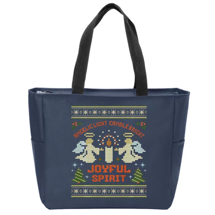 Angelic Light Candle Bright Joyful Spirit Christmas Season Zip Tote Bag