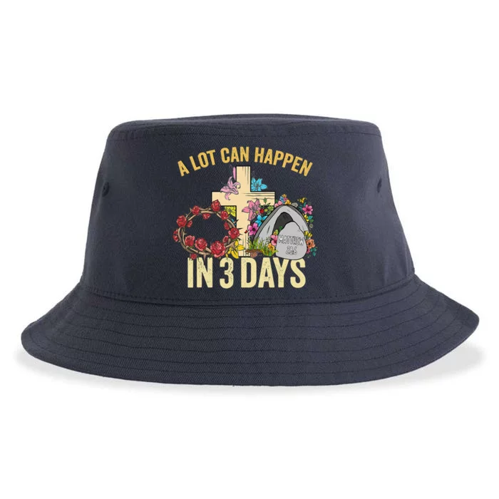 A Lot Can Happen In 3 Days Floral Vintage Easter Day Sustainable Bucket Hat