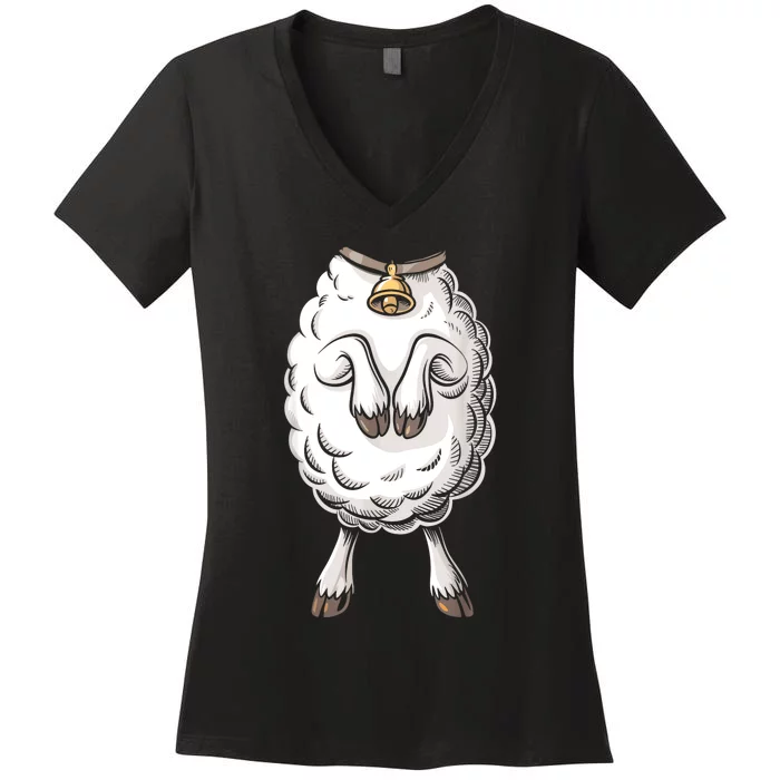 Adult Lamb Costume Women's V-Neck T-Shirt