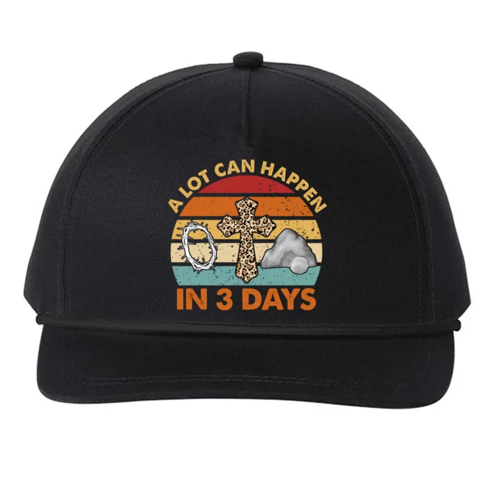 A Lot Can Happen In 3 Days Easter Retro Sunset Snapback Five-Panel Rope Hat