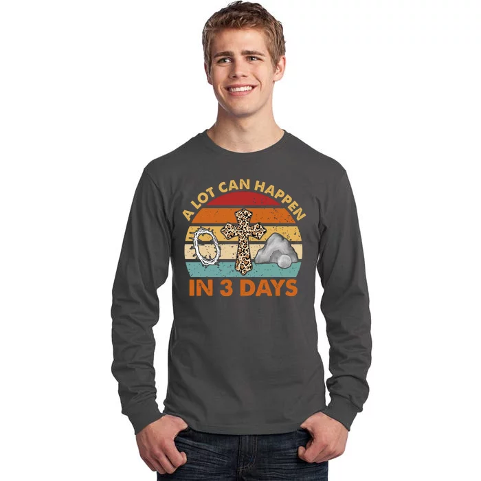 A Lot Can Happen In 3 Days Easter Retro Sunset Tall Long Sleeve T-Shirt