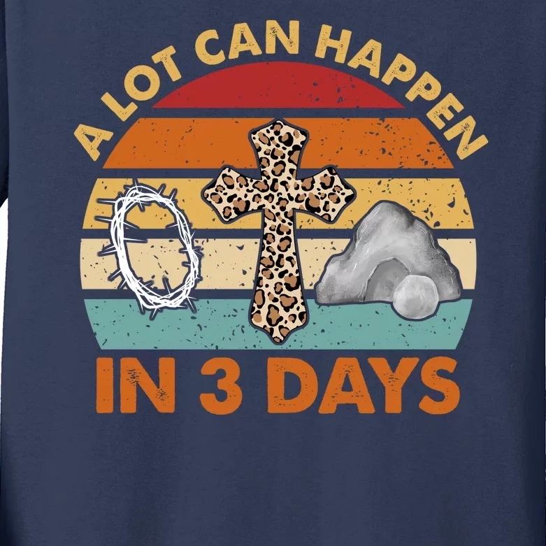 A Lot Can Happen In 3 Days Easter Retro Sunset Kids Long Sleeve Shirt