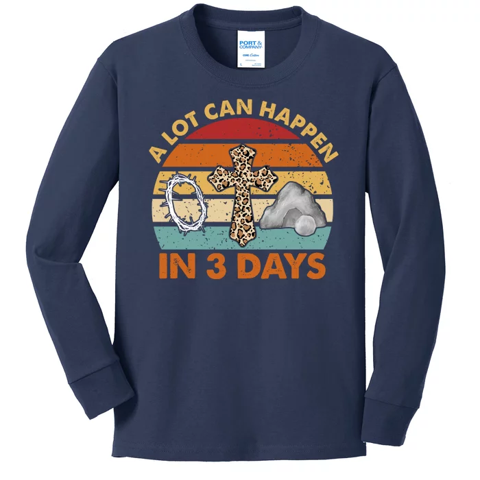 A Lot Can Happen In 3 Days Easter Retro Sunset Kids Long Sleeve Shirt