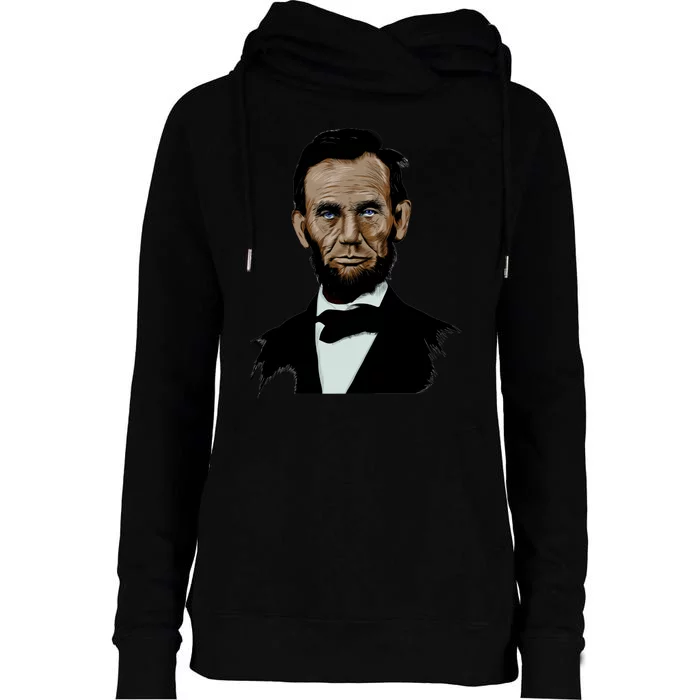 Abraham Lincoln Color Sketch Womens Funnel Neck Pullover Hood