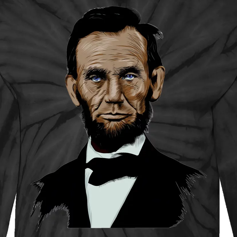 Abraham Lincoln Color Sketch Tie-Dye Long Sleeve Shirt