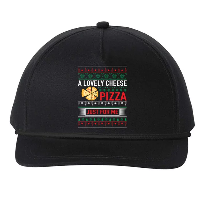 A Lovely Cheese Pizza Just For Me Ugly Christmas Snapback Five-Panel Rope Hat