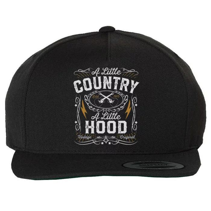 A Little Country A Little Hood Hip Hop Rap Music Wool Snapback Cap