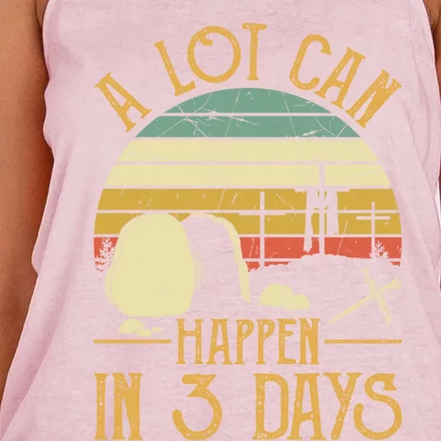 A Lot Can Happen In 3 Days Cross Nail Christian Faith Easter Gift Women's Knotted Racerback Tank