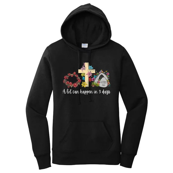 A Lot Can Happen in 3 Days Floral Retro Vintage Easter Day Women's Pullover Hoodie