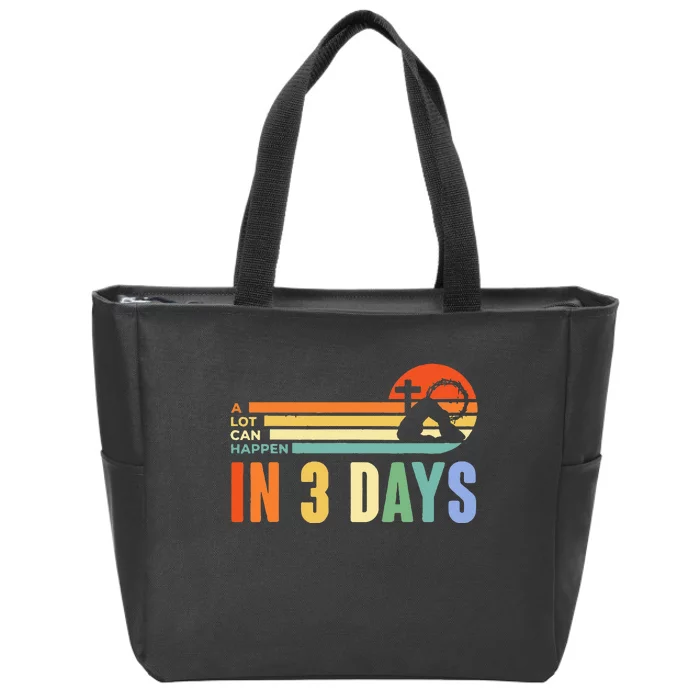 A Lot Can Happen In 3 Days Retro Vintage Sunset Zip Tote Bag