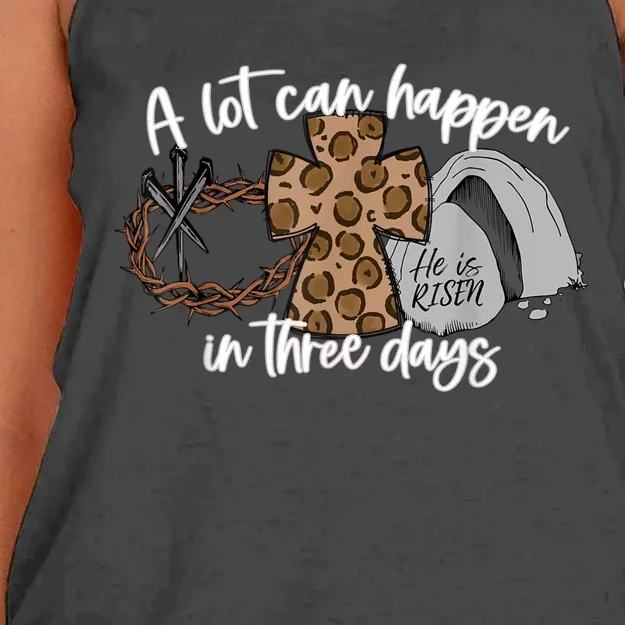 A Lot Can Happen In Three Days Women Men Christian Easter Women's Knotted Racerback Tank