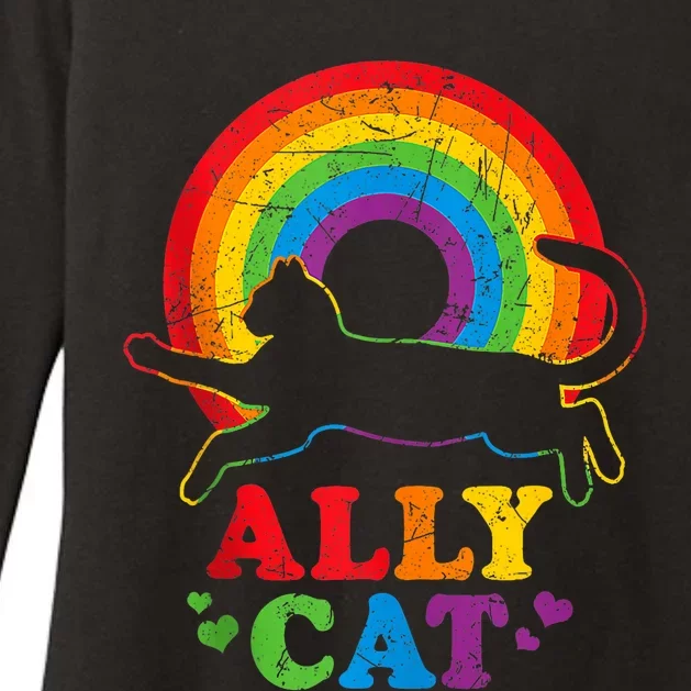 Allycat Lgbt Cat With Ally Pride Rainbow Womens CVC Long Sleeve Shirt