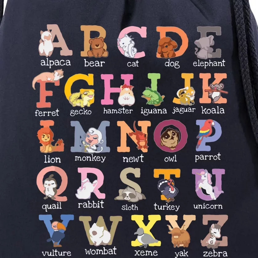 Alphabet Letters Cat Dog Ferret Hamster Parrot Lover Drawstring Bag