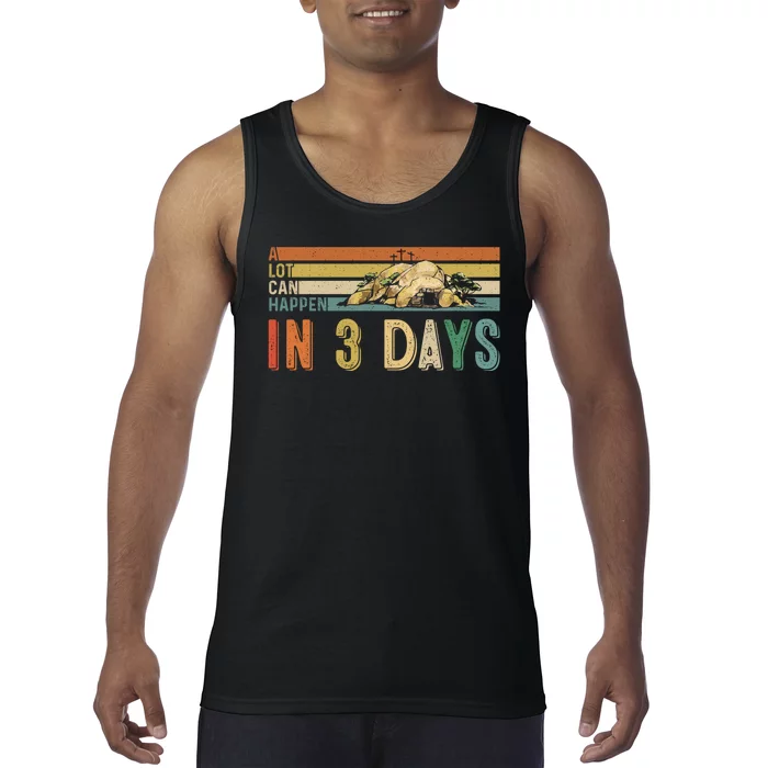 A Lot Can Happen In 3 Days Easter Retro Vintage Sunset Tank Top