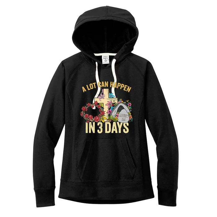 A Lot Can Happen in 3 Days Floral Retro Vintage Easter Day Women's Fleece Hoodie