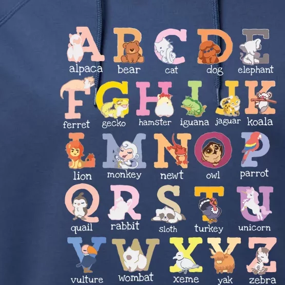 Alphabet Letters Cat Dog Ferret Hamster Parrot Lover Performance Fleece Hoodie