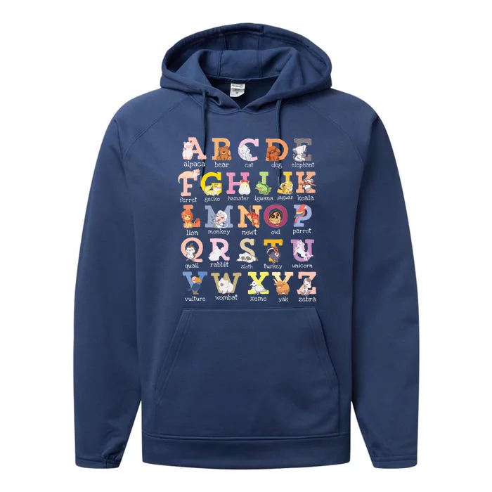 Alphabet Letters Cat Dog Ferret Hamster Parrot Lover Performance Fleece Hoodie