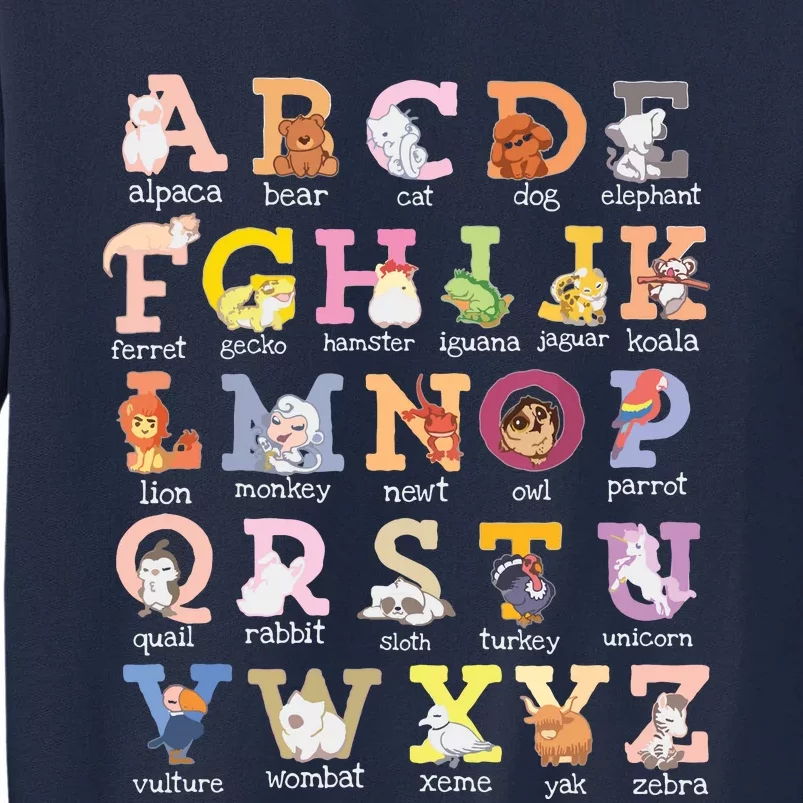 Alphabet Letters Cat Dog Ferret Hamster Parrot Lover Tall Sweatshirt