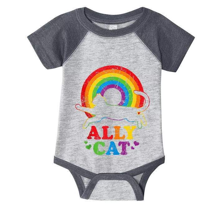 Allycat Lgbt Cat With Ally Pride Rainbow Infant Baby Jersey Bodysuit