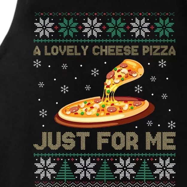 A Lovely Cheese Pizza Just For Me Christmas Pizzeria Cheesy Ladies Tri-Blend Wicking Tank