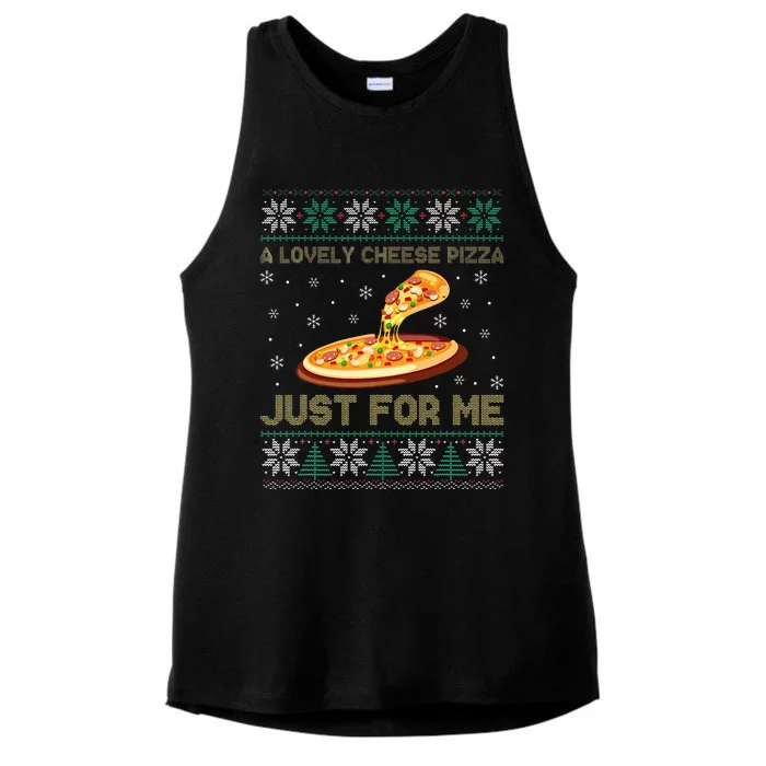 A Lovely Cheese Pizza Just For Me Christmas Pizzeria Cheesy Ladies Tri-Blend Wicking Tank