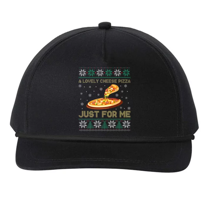 A Lovely Cheese Pizza Just For Me Christmas Pizzeria Cheesy Snapback Five-Panel Rope Hat