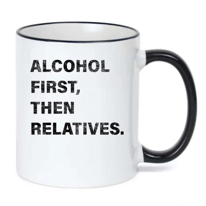 Alcohol First Then Relatives Black Color Changing Mug