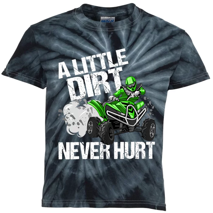 A Little Dirt Never Hurt Funny ATV 4 Wheeler Quad MX Gift Kids Tie-Dye T-Shirt