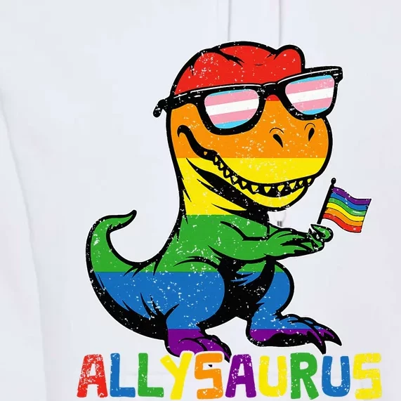 Allysaurus Lgbt Dinosaur Rainbow Flag Ally Lgbt Pride Premium Hoodie