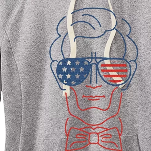 Abe Line Drawing Usa 4th Of July President Abraham Lincoln Women's Fleece Hoodie