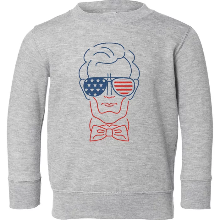 Abe Line Drawing Usa 4th Of July President Abraham Lincoln Toddler Sweatshirt