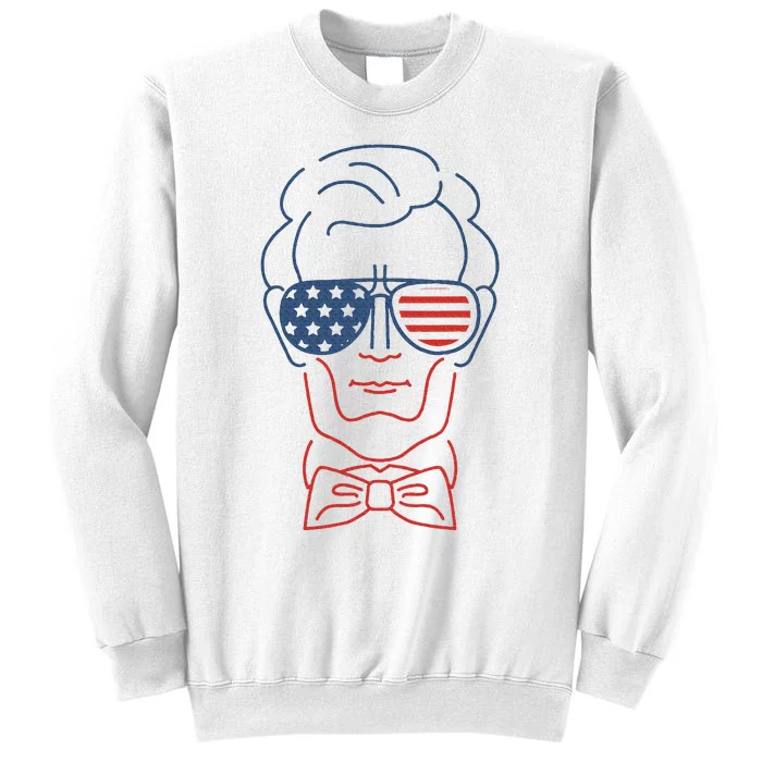 Abe Line Drawing Usa 4th Of July President Abraham Lincoln Sweatshirt