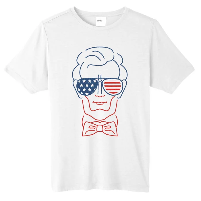 Abe Line Drawing Usa 4th Of July President Abraham Lincoln ChromaSoft Performance T-Shirt