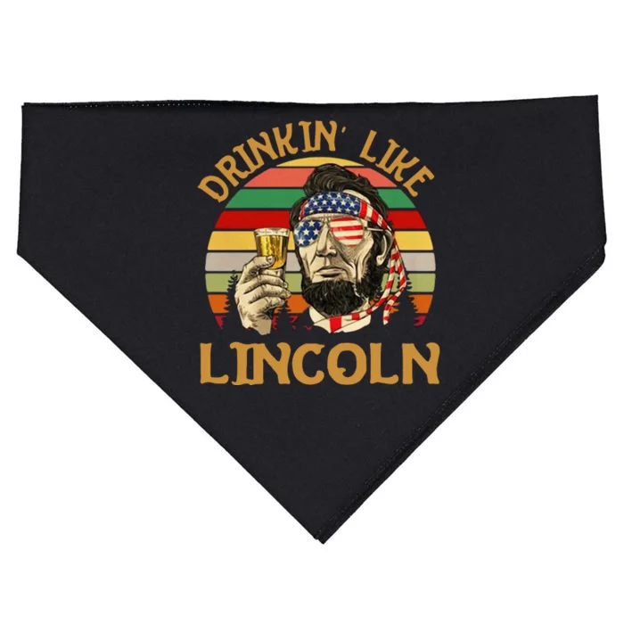 Abraham Lincoln Drinkin Like Lincoln Independence Day Retro USA-Made Doggie Bandana