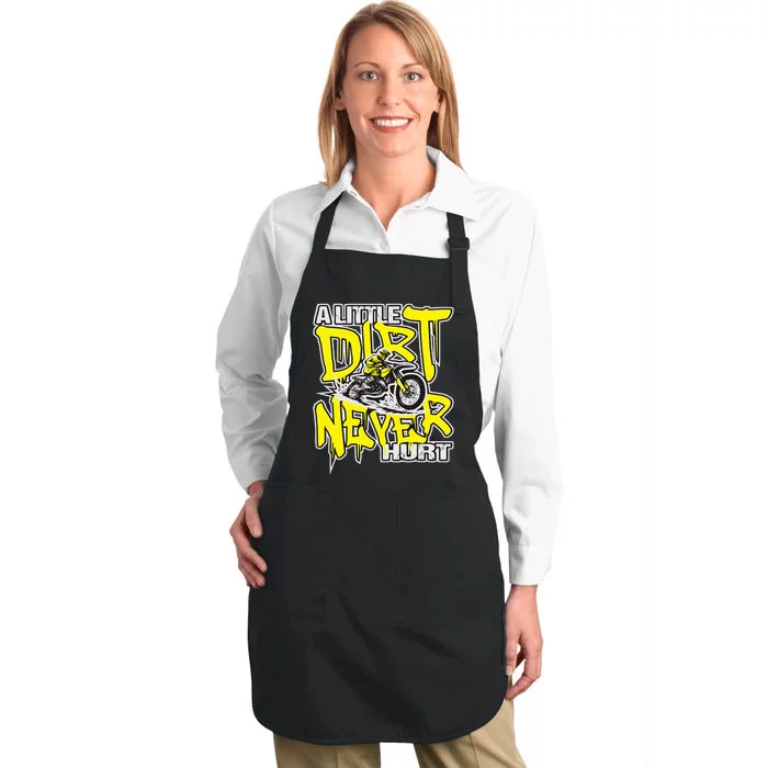 A Little Dirt Never Hurt Dirt Bike Mx Bike Rider Motocross Full-Length Apron With Pocket