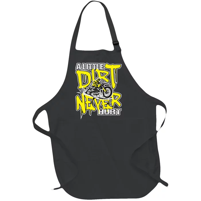 A Little Dirt Never Hurt Dirt Bike Mx Bike Rider Motocross Full-Length Apron With Pocket