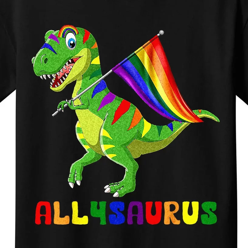 Allysaurus LGBT Dinosaur Rainbow Flag Ally LGBT Pride Kids T-Shirt