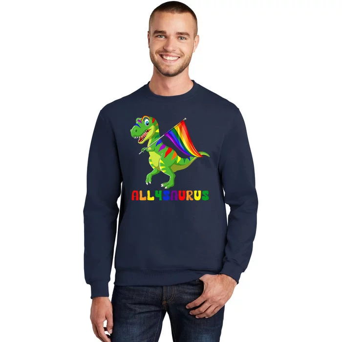 Allysaurus LGBT Dinosaur Rainbow Flag Ally LGBT Pride Sweatshirt