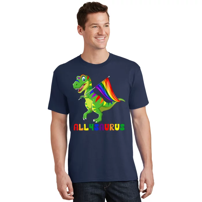 Allysaurus LGBT Dinosaur Rainbow Flag Ally LGBT Pride T-Shirt